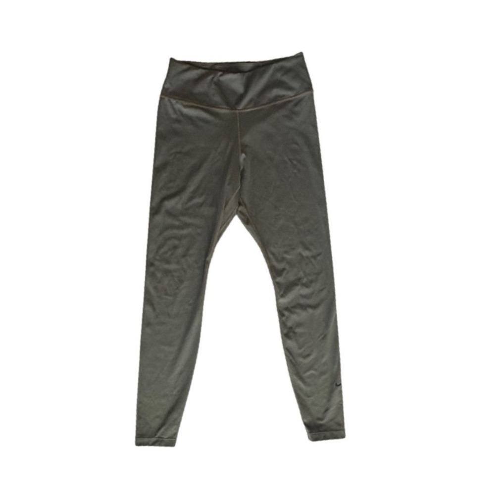Nike Dri-FIT Womens Leggings High Waist Olive Green Pocket Size M Workout Gym